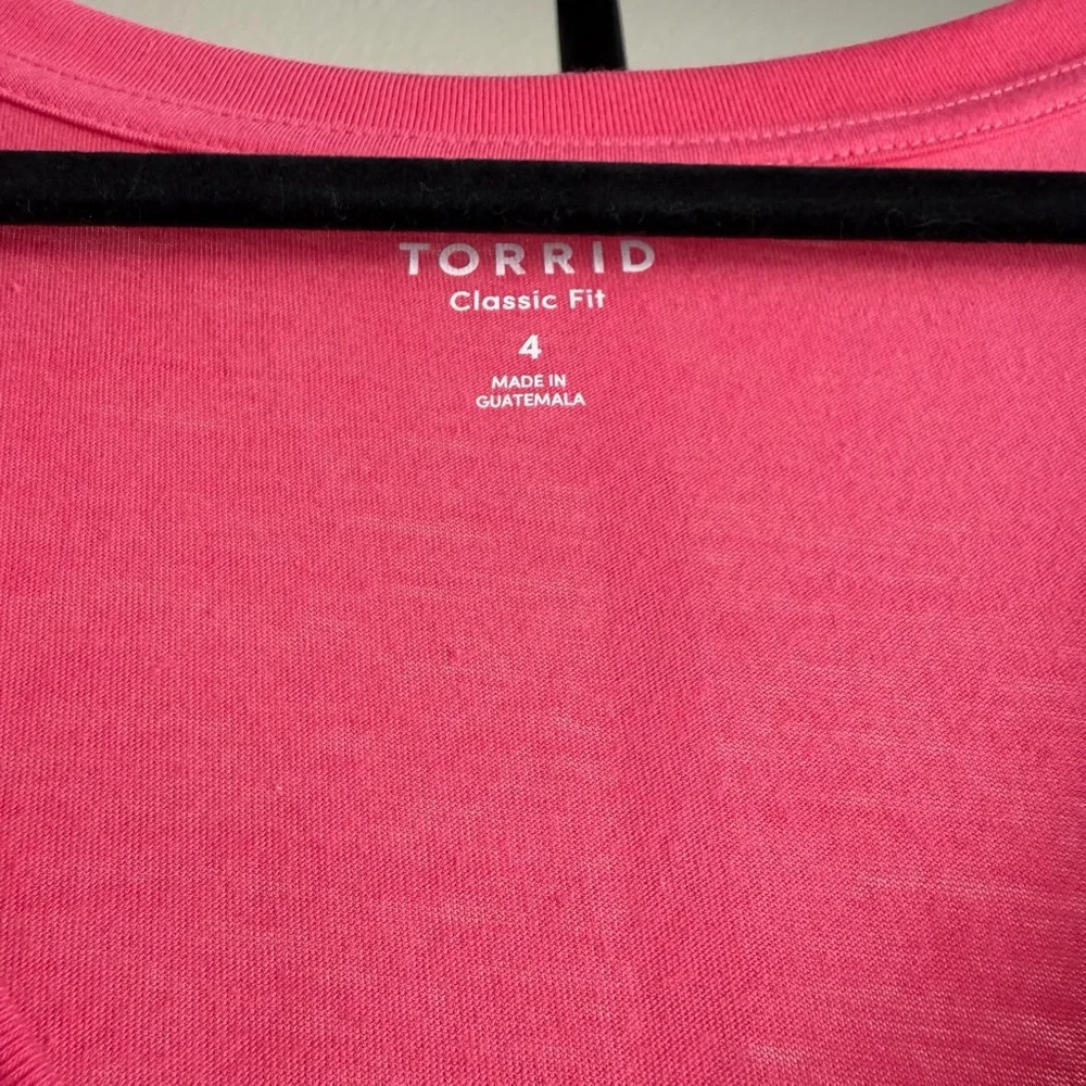 Plus Size Relaxed Barbie Pink V Neck Top Torrid 4X Lounge Soft Everyday Comfort - Picture 4 of 7